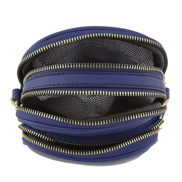 Multi Pocket Pu Leather Casual Crossbody Bag With Adjustable Strap Navy :^) - Picture 6 of 7